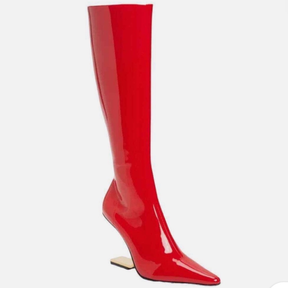 Jeffrey Campbell Glossy Red Heeled Boots